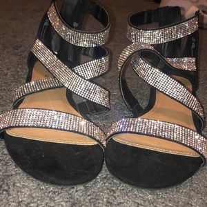 black rhinestone sandals